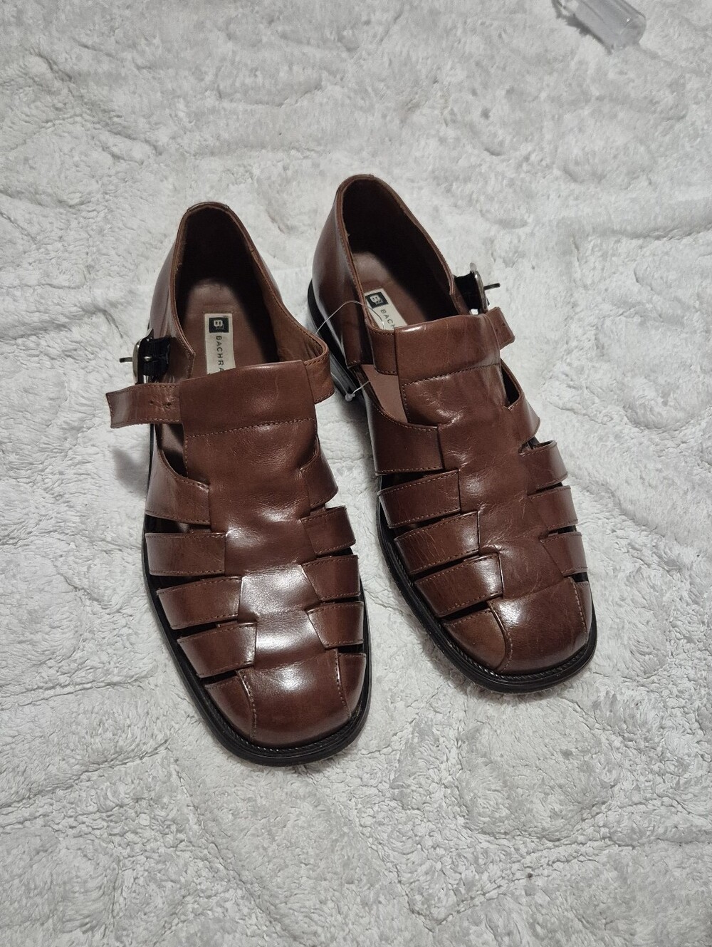 Men's Brown Leather Fisherman Sandal Loafers  Size:9 1/2